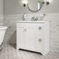 Bild von 900mm White Freestanding Vanity Unit with Basin – Baxenden