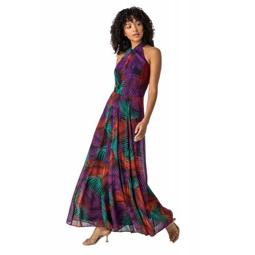Bild von Roman Originals Tropical Print Halter Neck Maxi Dress
