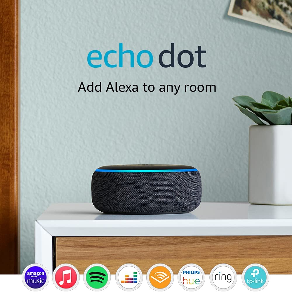 Bild von Echo Dot (3rd Gen) – Compact Bluetooth Speaker with Alexa – Charcoal Fabric