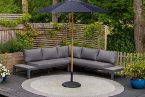 Bild von Harbour Lifestyle Kratos 2m Round Wooden Parasol in Navy