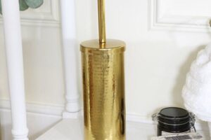 Bild von Hammered Gold Metal Toilet Brush Holder Material: Shop By Room/Bathroom/Bathroom Accessories