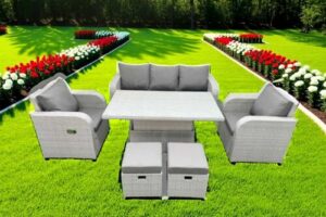 Bild von NINGBO SHIWEI JINCHUKOU YOUXIAN GONGSI T/A Fimous Weather-Resistant Rattan Lounge Sofa Set With Reclining Chairs & Lifting Table   Wowcher