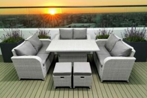 Bild von NINGBO SHIWEI JINCHUKOU YOUXIAN GONGSI T/A Fimous 8-Seater Rattan Garden Set With Adjustable Table & Stools   Wowcher